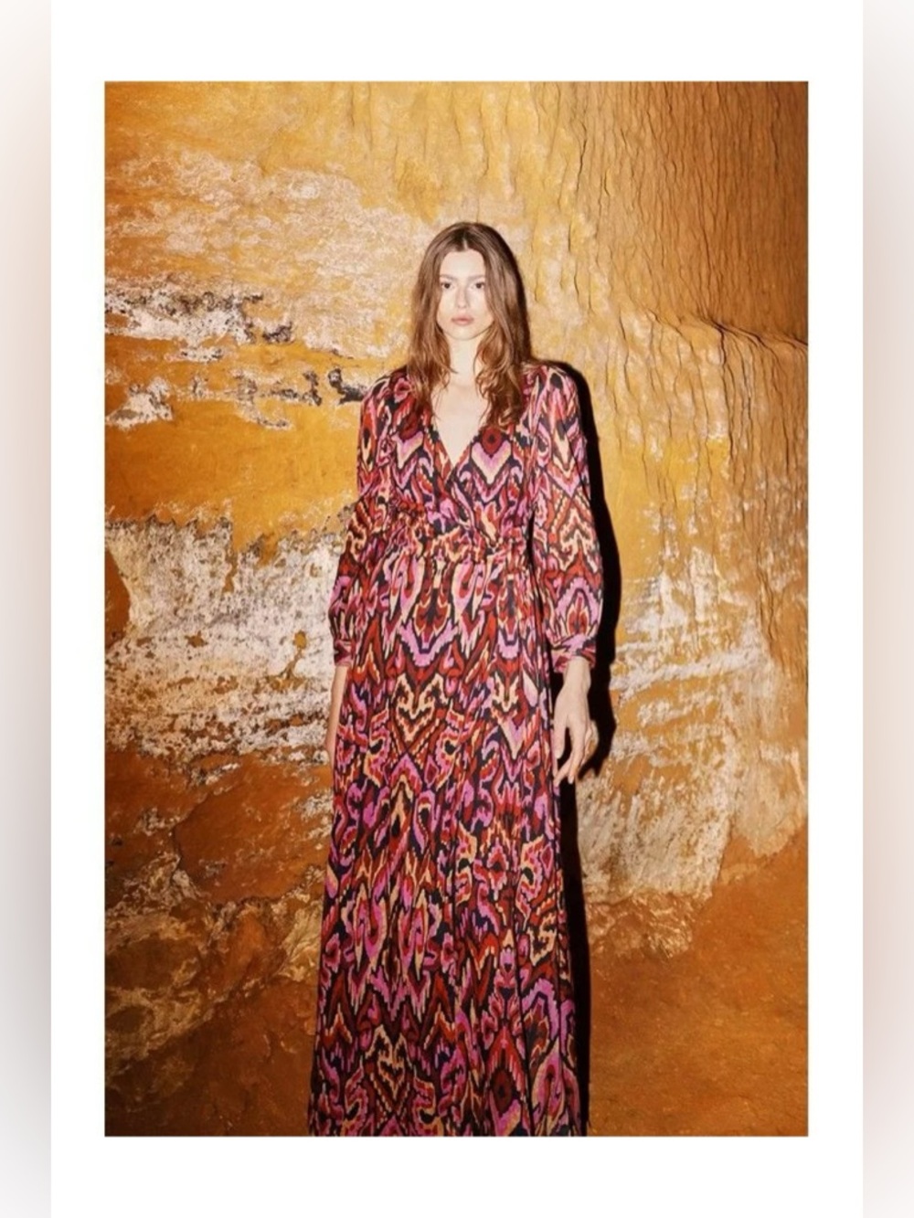 Molly Bracken Wrap Multi Patterned Printed Maxi Dress